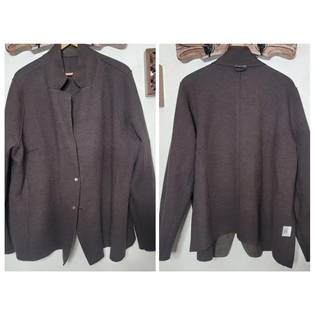 EILEEN FISHER Women Lamb Suede Merino Wool Felted Knit Blazer Jacket Shacket✨️2X